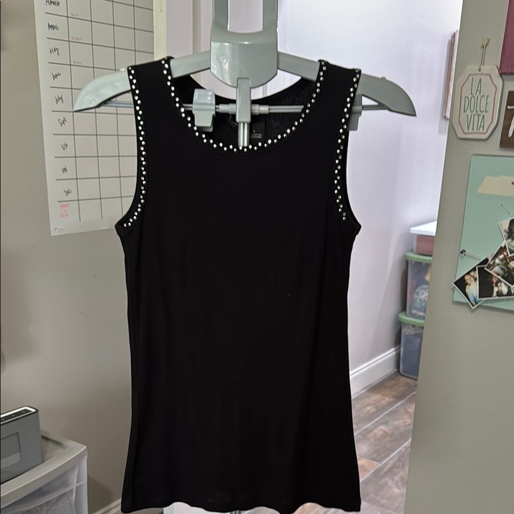 Studded Black Sleeveless Tank Top - Unbranded